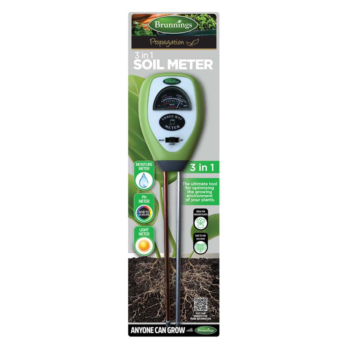 3 in 1 Soil Meter- Moisture, pH, Light