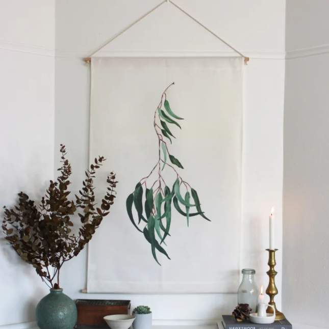 Fledge and Thread- 'Eucalyptus branch' wall hanging