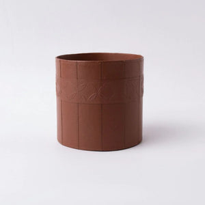 Stitched Paper Cylinder Pot - Cognac (M)